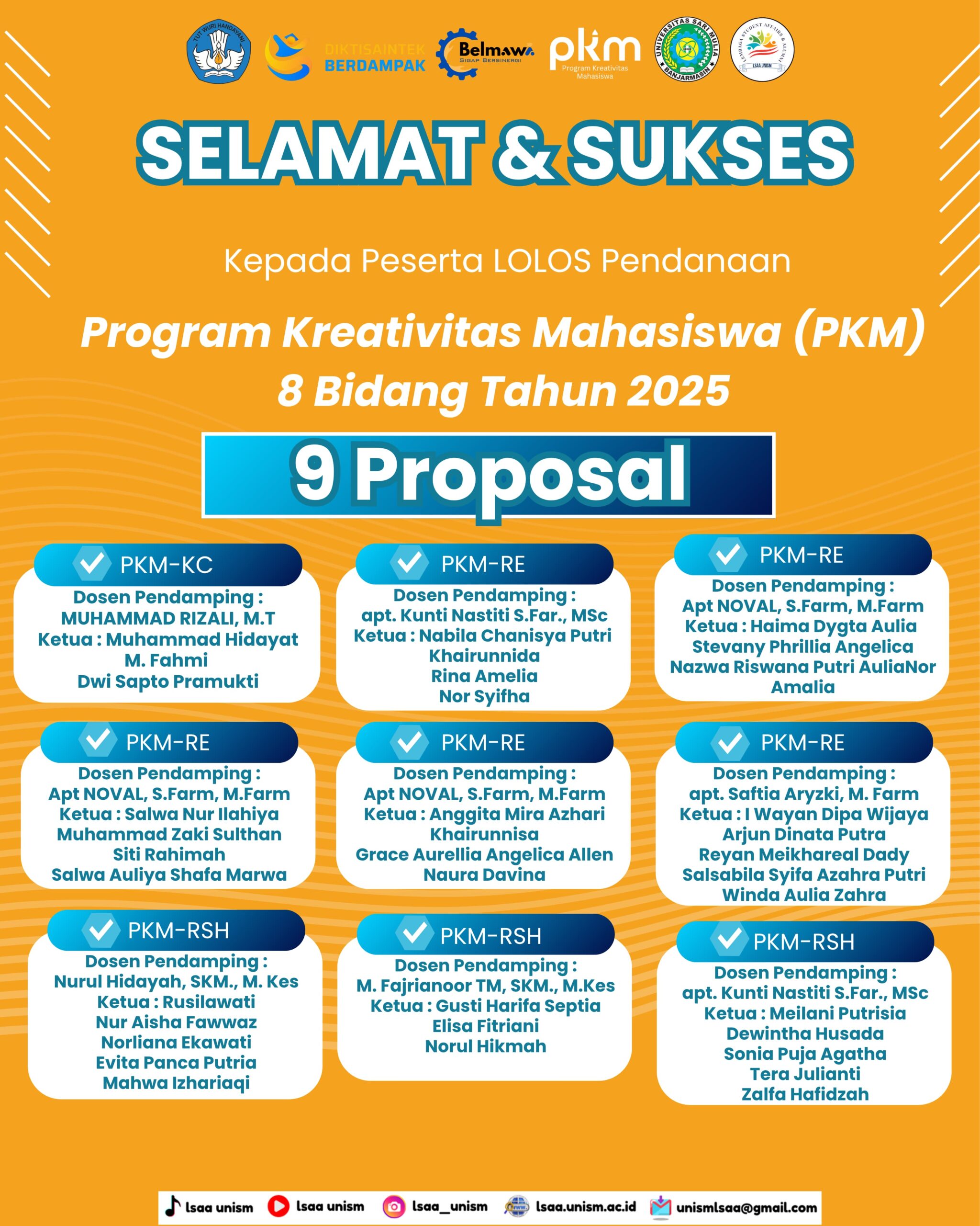 Selamat & Sukses Mahasiswa Universitas Sari Mulia lolos Pendanaan PKM 8 ...